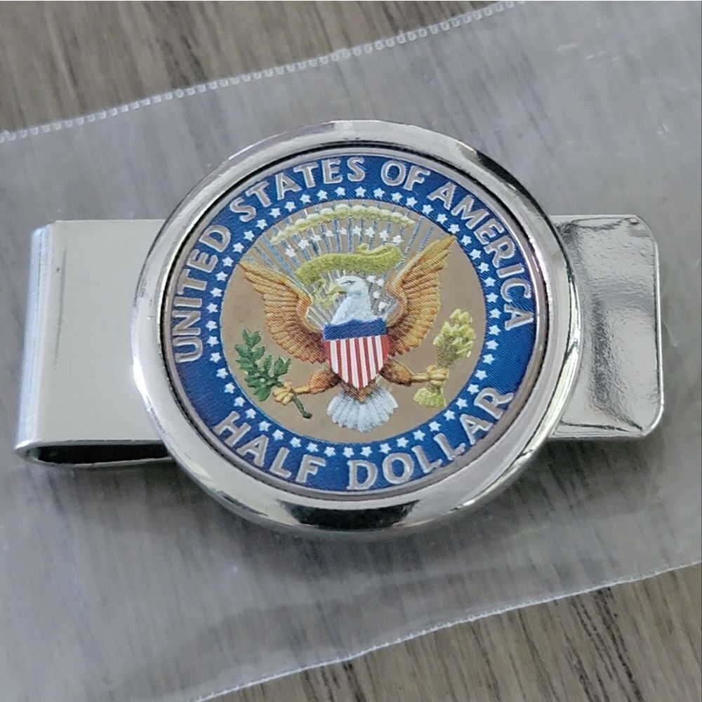 American Coin Treasures Money Clip Presidential Seal Half Dollar Coin in Color